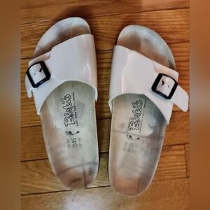 Birki'sMadrid Birko- Flor White Patent Leather Sandals